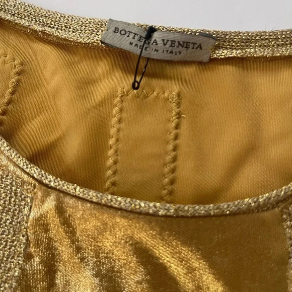 Bottega Veneta Square Neckline Gold Midi Dress Women Size XS, US2, IT38 - Picture 9 of 14